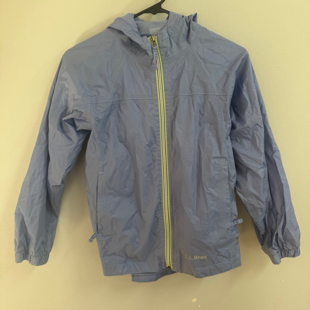 L.L. Bean Kids Blue Hooded Windbreaker Jacket Mesh‎ Lined Size 10 0BVR4